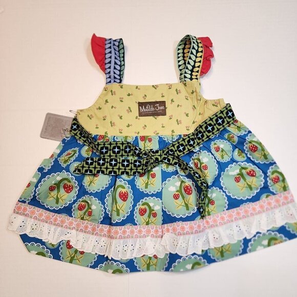 Matilda Jane size 4 Love Bug Strawberry Knot Top Wonderful Parade - Picture 6 of 9
